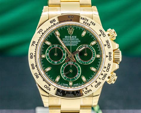 gold rolex daytona with green dial